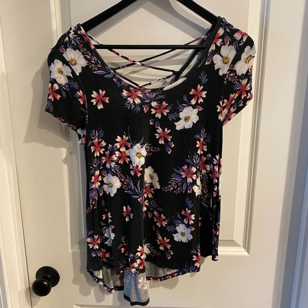 SO | Black Shirt with Flowers